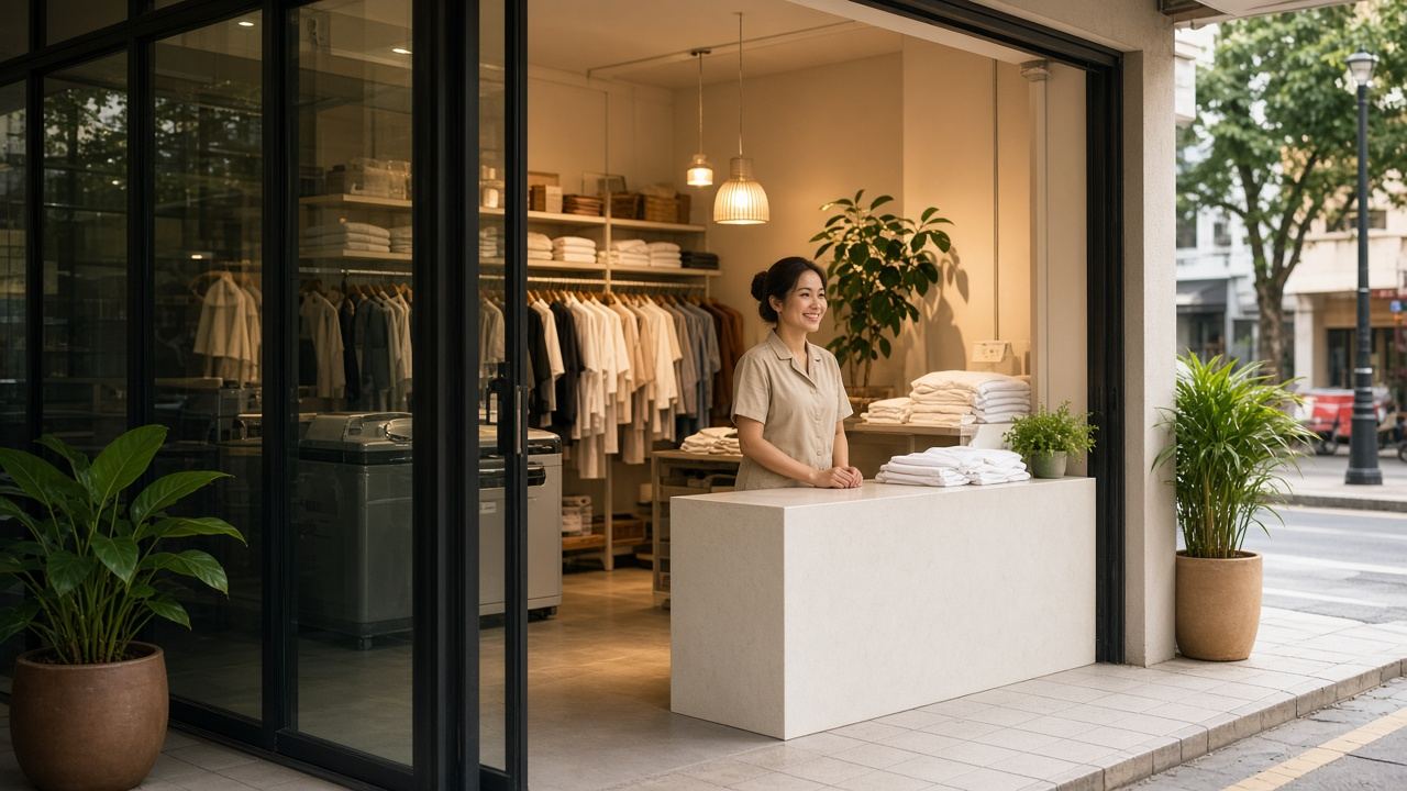 Laundry / dry cleaning workspace at Laundry Rubywave
